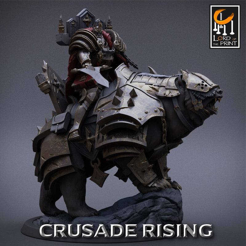 Human Paladin King Knight Templar on Armored Giant Bear, Cavalier PC NPC |  Dungeons and Dragons 5e  | 28mm,32mm,75mm Scale | Pathfinder | - Only-Games