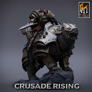 Human Paladin King Knight Templar on Armored Giant Bear, Cavalier PC NPC |  Dungeons and Dragons 5e  | 28mm,32mm,75mm Scale | Pathfinder | - Only-Games