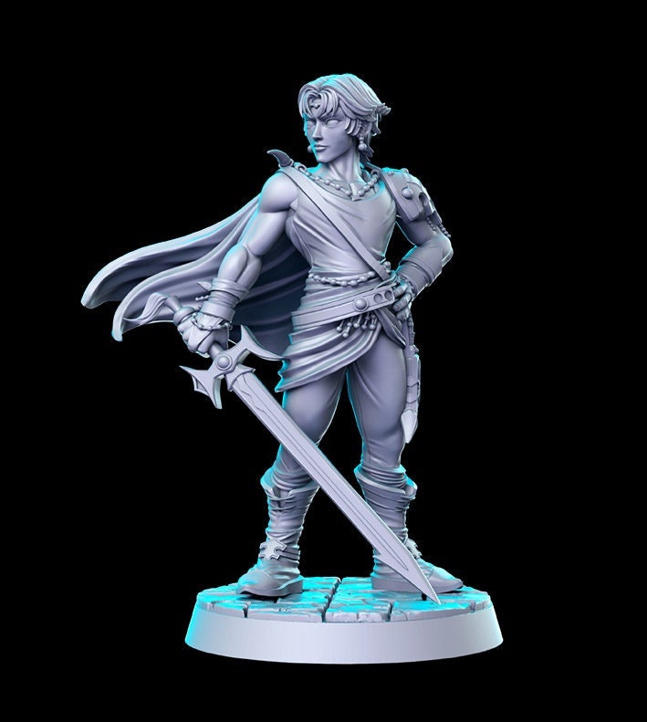 Rogue Fighter Bartz Classic JRPG | 28mm,32mm, 54mm,75mm Scale Miniature |  Unpainted resin Figurine D&D Tabletop Fantasy Miniature Gaming - Only-Games
