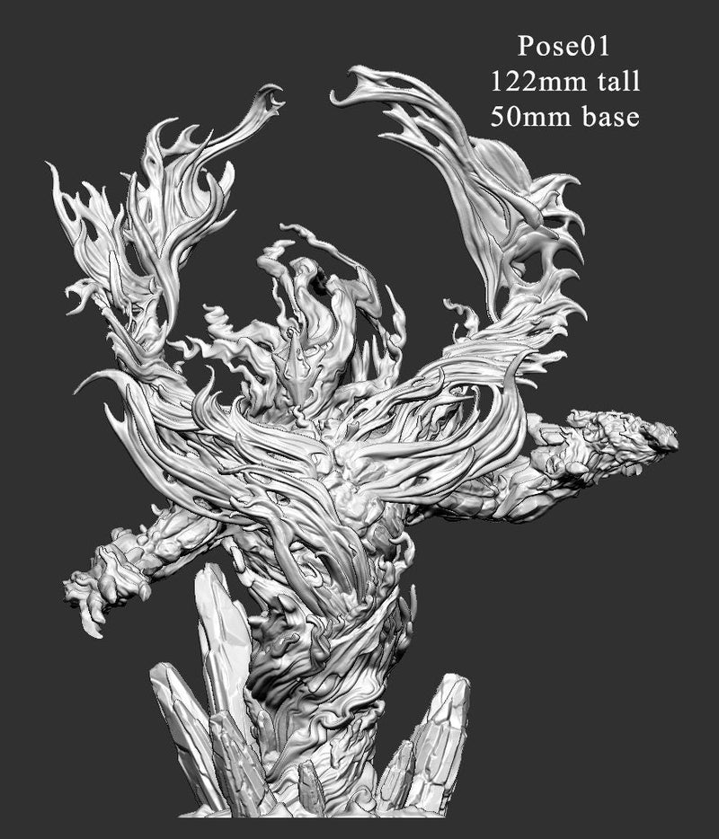 Greater Fire Elementa| Dungeons and Dragons Miniature  Available: 28mm, 32mm 75mm Scale |- Minis - D&D 5e Desert | Mini Monster Mayhem - Only-Games
