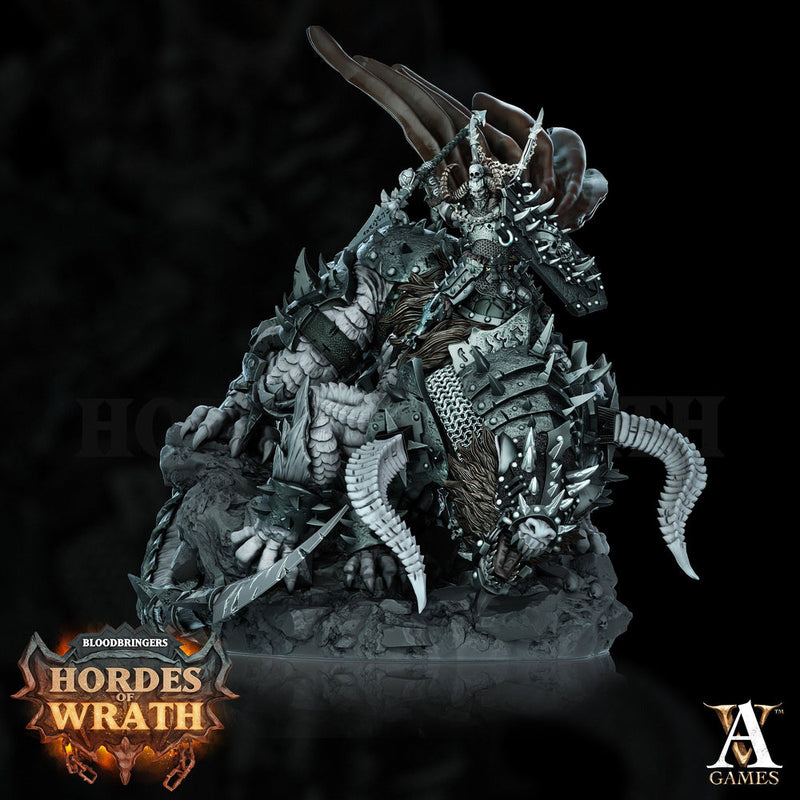 Chaos Lord on Demon Beast. Oathbreaker Paladin mounted | 80mmX 60mm Base | 28mm & 32mm Scales | Dungeons and Dragons | Archvillain Games - Only-Games