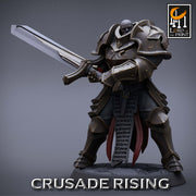 Paladin Knight Templar Unpainted Miniature | 28mm, 32mm,54mm,75mm, 100mm Scales | Dungeons and Dragons | Pathfinder | Lord of The Print - Only-Games