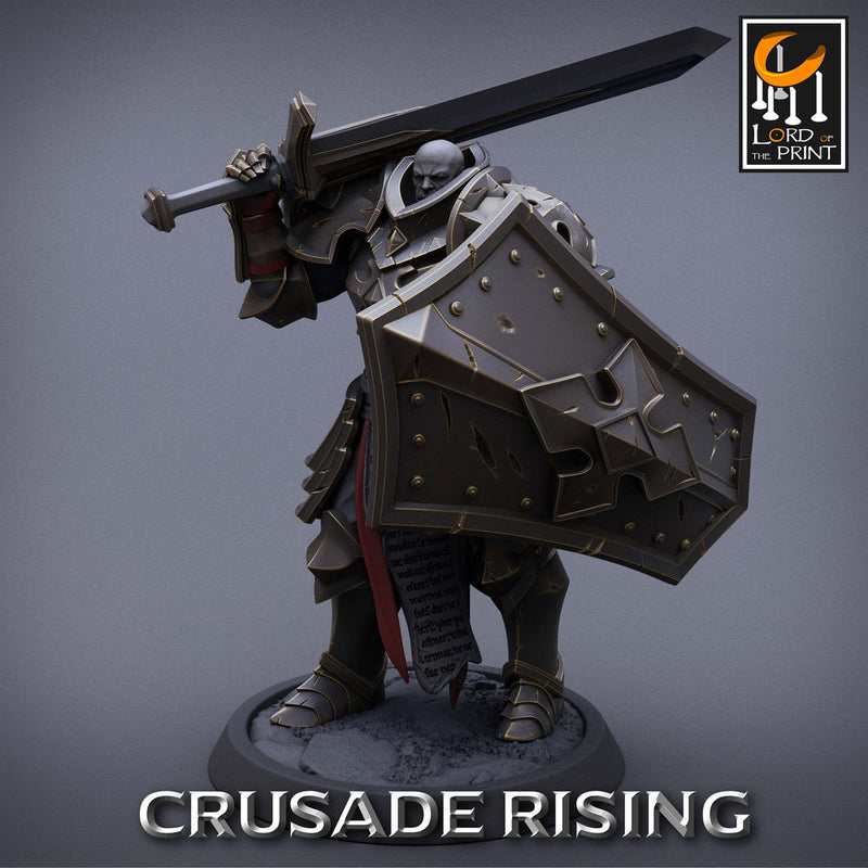 Paladin Knight Templar Unpainted Miniature | 28mm, 32mm,54mm,75mm, 100mm Scales | Dungeons and Dragons | Pathfinder | Lord of The Print - Only-Games