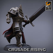 Paladin Knight Templar Unpainted Miniature | 28mm, 32mm,54mm,75mm, 100mm Scales | Dungeons and Dragons | Pathfinder | Lord of The Print - Only-Games