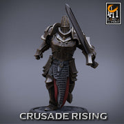 Paladin Knight Templar Unpainted Miniature | 28mm, 32mm,54mm,75mm, 100mm Scales | Dungeons and Dragons | Pathfinder | Lord of The Print - Only-Games