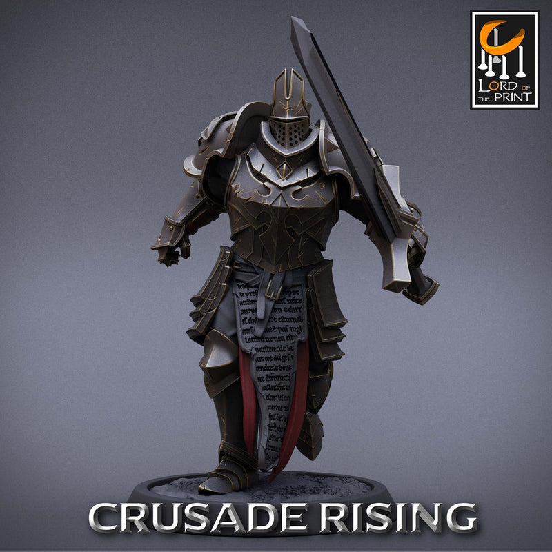 Paladin Knight Templar Unpainted Miniature | 28mm, 32mm,54mm,75mm, 100mm Scales | Dungeons and Dragons | Pathfinder | Lord of The Print - Only-Games