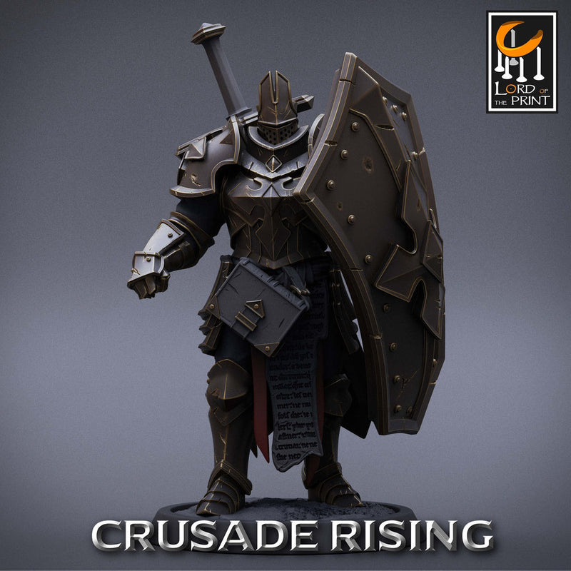 Paladin Knight Templar Unpainted Miniature | 28mm, 32mm,54mm,75mm, 100mm Scales | Dungeons and Dragons | Pathfinder | Lord of The Print - Only-Games