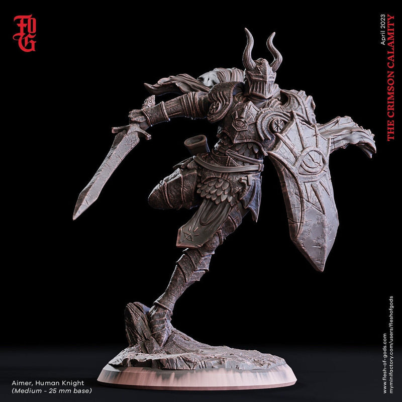 Fighter Knight Paladin  | 28mm, 32mm,54mm,75mm,100mm Scales | Player Character Mini Minis -D&D 5e Pathfinder Figurine |Flesh of Gods - Only-Games