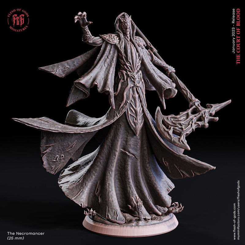 Necromancer, Wizard, Warlock, Sorcerer | 28mm, 32mm,75mm,100mm Scales |Player Character Mini D&D5e Pathfinder Figurine |Flesh of Gods - Only-Games