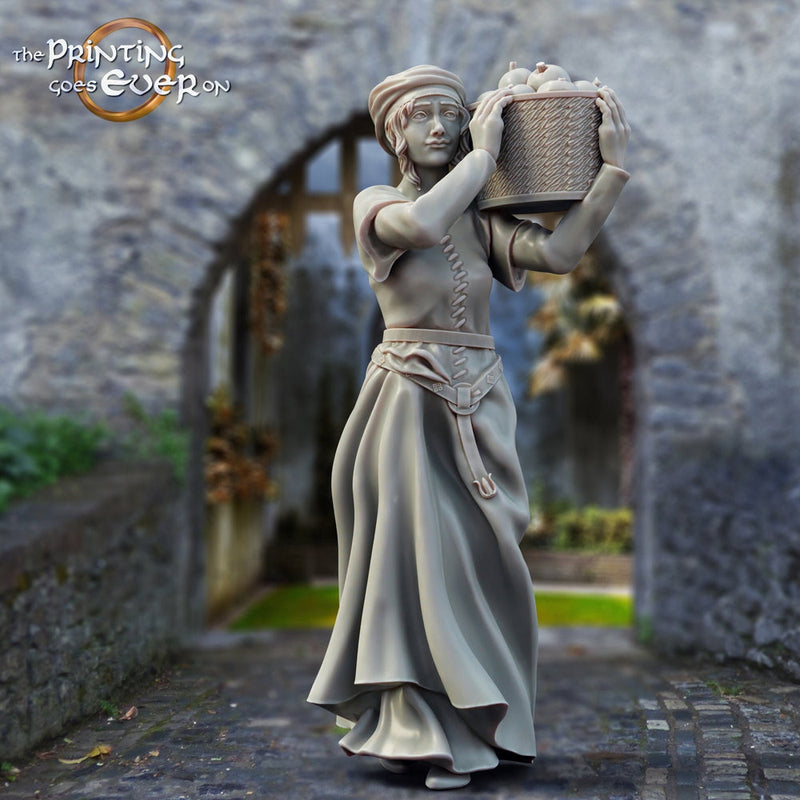 Female Commoner Peasant Resin Miniature | Available in 28mm, 32mm,54mm,75mm,100mm Scales | Pathfinder Figure DnD | Figurine unpainted | - Only-Games