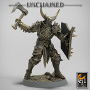 Fighter Axe and Shield, Oathbreaker Paladin, Unpainted Miniature | 28mm, 32mm,54mm 75mm,100mm Scales | Dungeons and Dragons | Pathfinder - Only-Games