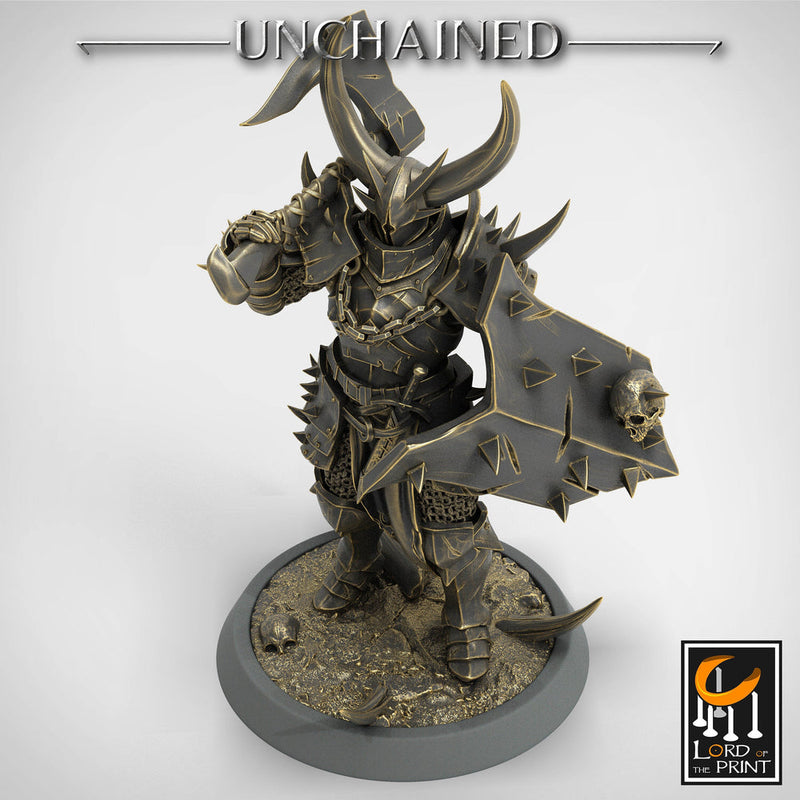 Fighter Axe and Shield, Oathbreaker Paladin, Unpainted Miniature | 28mm, 32mm,54mm 75mm,100mm Scales | Dungeons and Dragons | Pathfinder - Only-Games