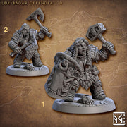 Female Fighter Cleric Dwarf with Hammer & Axes, Helm, Shield | 28mm, 32mm, 54mm, 75mm Scale Miniature | Dungeons and Dragons | Artisan Guild - Only-Games