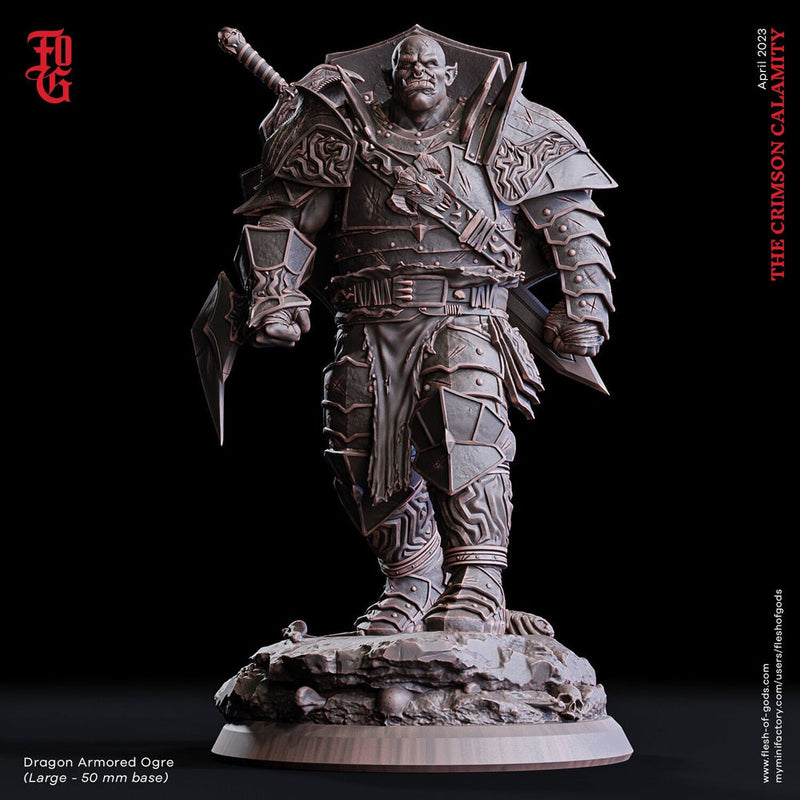 Half-Orc, Ogre Fighter Knight Paladin | 28mm, 32mm,54mm,75mm,100mm Scales | Player Character Mini -D&D 5e Pathfinder Figurine |Flesh of Gods - Only-Games