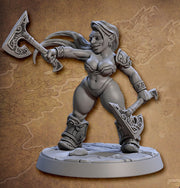 Sexy Pinup Dwarf Female Fighter | 28mm, 32mm, 54mm, 75mm Scale Resin Miniature | Dungeons and Dragons D&D 5e | Pathfinder | Artisan Guild - Only-Games