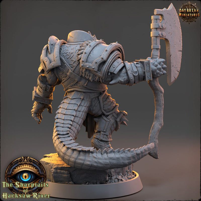 Crocodilian Fighter, Lizardfolk Lizardman mini | 28mm, 32mm, 75mm,100mm Scale Resin Miniature | Dungeons and Dragons Miniatures| Pathfinder - Only-Games