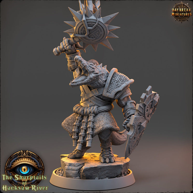 Crocodilian Cleric, Paladin, Lizardfolk Lizardman | 28mm, 32mm, 75mm,100mm Scale Resin Miniature | Dungeons and Dragons 5e| Pathfinder - Only-Games
