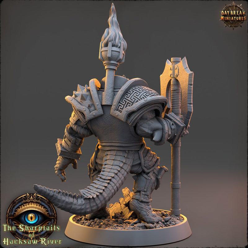 Crocodilian Paladin, Fighter Lizardfolk Lizardman | 28mm, 32mm, 75mm,100mm Scale Resin Miniature | Dungeons and Dragons 5e| Pathfinder - Only-Games