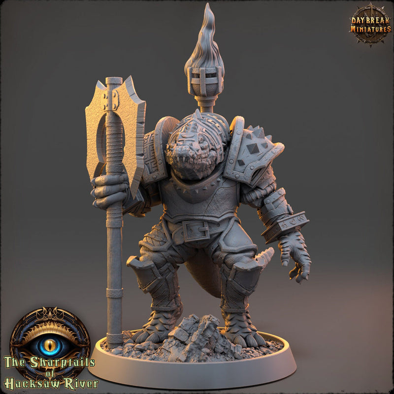 Crocodilian Paladin, Fighter Lizardfolk Lizardman | 28mm, 32mm, 75mm,100mm Scale Resin Miniature | Dungeons and Dragons 5e| Pathfinder - Only-Games