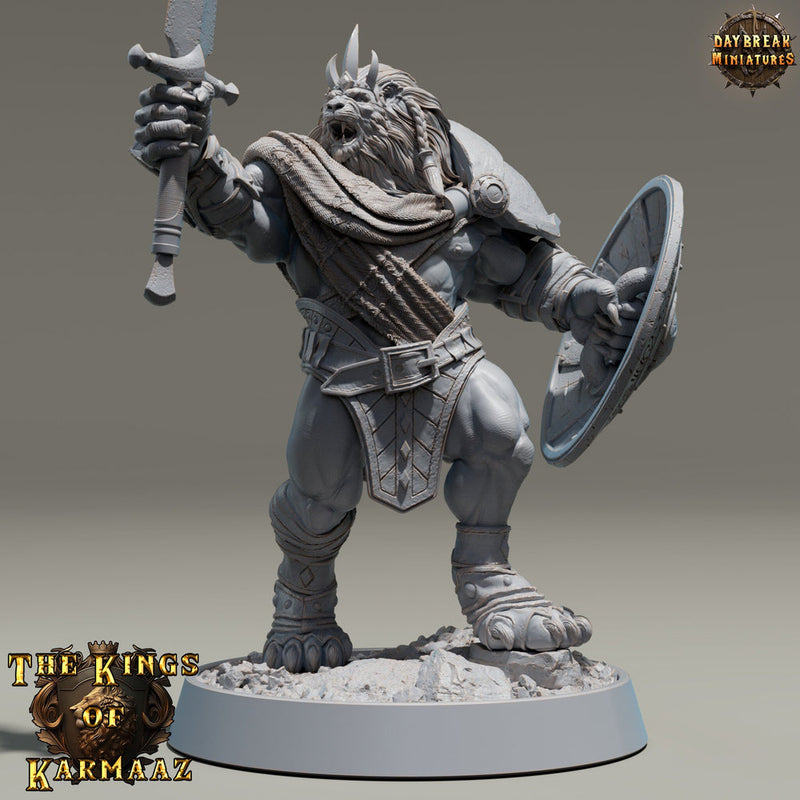 Leonin LionFolk Fighter Paladin | 28mm, 32mm, 54mm, 75mm Scales,100mm Tall | Dungeons and Dragons D&D 5e | Pathfinder| Daybreak Miniatures - Only-Games