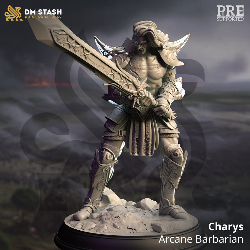 Half-moon Elf Goliath Barbarian Fighter Miniature | 28mm,32mm,54mm,75mm,100mm Scales | Dungeons & Dragons 5e, Pathfinder 2e | DM Stash - Only-Games