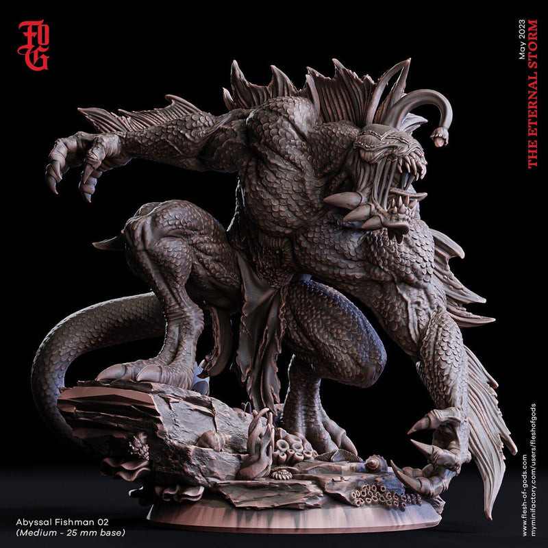 Sahuagin, Sea Devil humanoid | 28mm, 32mm,54mm,75mm,100mm Scales | Monster Mini Minis -D&D 5e Pathfinder Figurine | Flesh of Gods - Only-Games