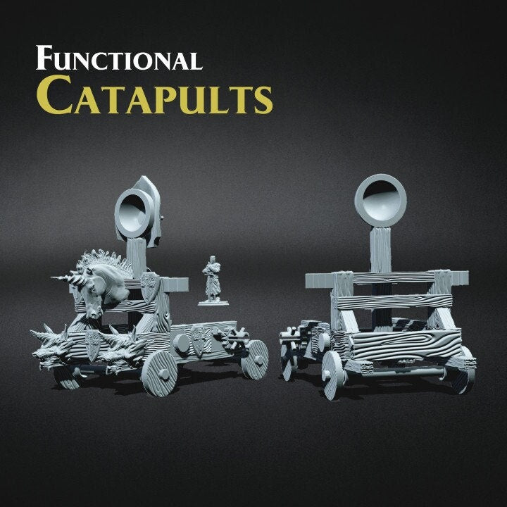 Large Functional Catapult (2 versions) miniature Prop | 28mm, 32mm Scales| Dungeons and Dragons 5e Miniatures | Pathfinder | Figurine DnD | - Only-Games