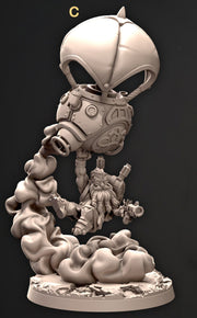 Dwarf Flying Artificer Engineer Miniatures |Dungeons & Dragons Spelljammer | 28mm,32mm,54mm Scale | Pathfinder | Wargames TTRPG |Cast N Play - Only-Games