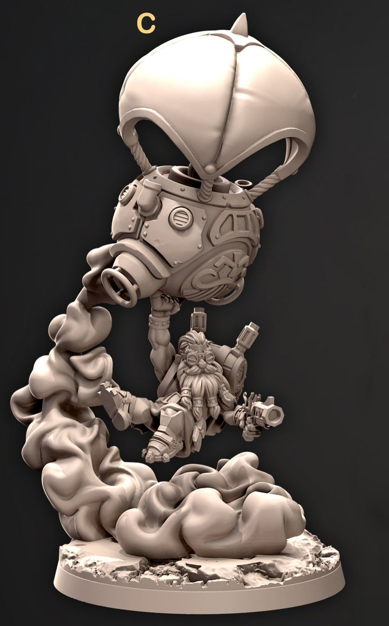 Dwarf Flying Artificer Engineer Miniatures |Dungeons & Dragons Spelljammer | 28mm,32mm,54mm Scale | Pathfinder | Wargames TTRPG |Cast N Play - Only-Games