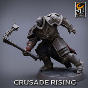 Paladin Knight Flail Templar Unpainted Miniature | 28mm, 32mm,54mm,75mm, 100mm Scales | Dungeons and Dragons |Pathfinder | Lord of The Print - Only-Games