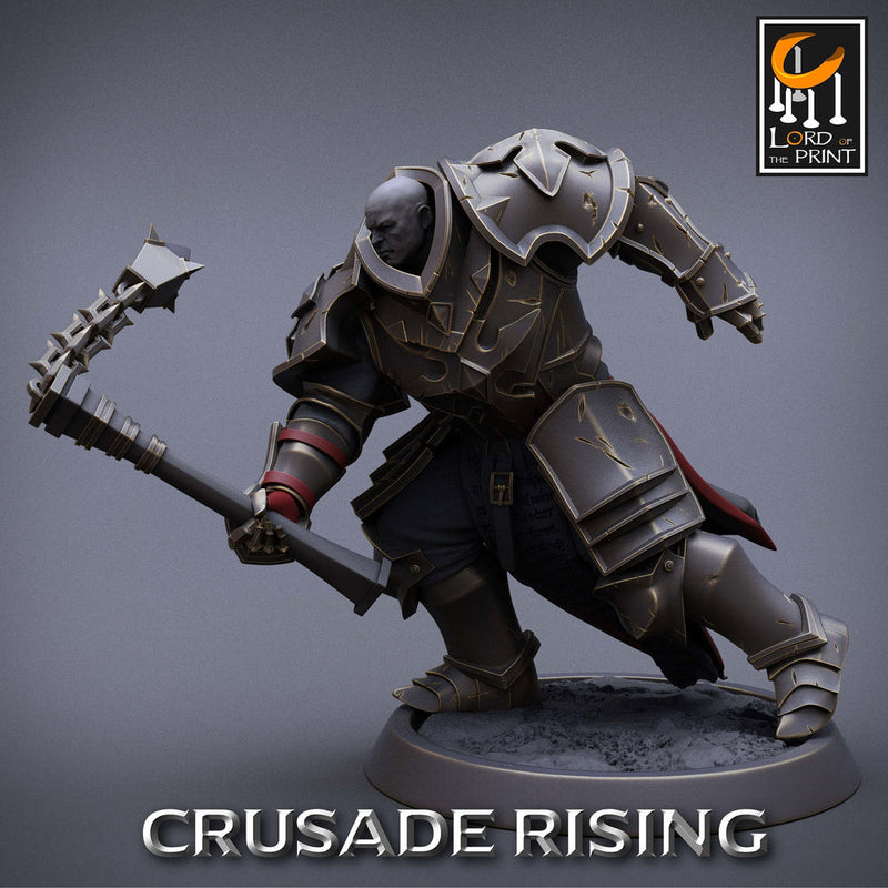Paladin Knight Flail Templar Unpainted Miniature | 28mm, 32mm,54mm,75mm, 100mm Scales | Dungeons and Dragons |Pathfinder | Lord of The Print - Only-Games