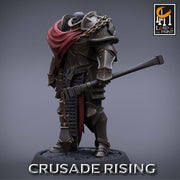 Paladin Knight Flail Templar Unpainted Miniature | 28mm, 32mm,54mm,75mm, 100mm Scales | Dungeons and Dragons |Pathfinder | Lord of The Print - Only-Games