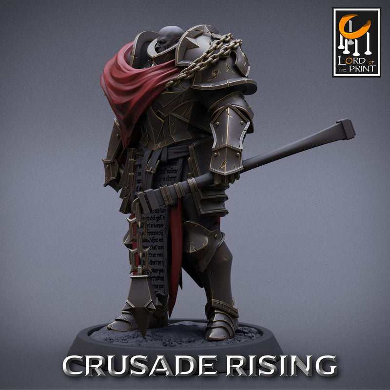 Paladin Knight Flail Templar Unpainted Miniature | 28mm, 32mm,54mm,75mm, 100mm Scales | Dungeons and Dragons |Pathfinder | Lord of The Print - Only-Games