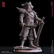 Swashbuckler Pirate Captain Fighter | 28mm, 32mm,54mm,75mm,100mm Scales | Player Character Mini  -D&D 5e Pathfinder Figurine |Flesh of Gods - Only-Games