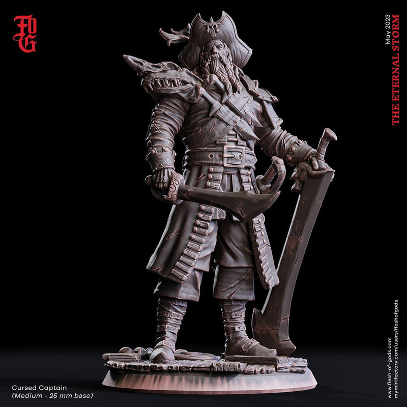 Swashbuckler Pirate Captain Fighter | 28mm, 32mm,54mm,75mm,100mm Scales | Player Character Mini  -D&D 5e Pathfinder Figurine |Flesh of Gods - Only-Games