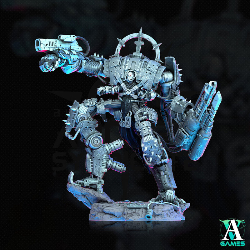 Sci-Fi Heavy Battle Mech Knight Miniature | SpellJammer | 25mm, 32mm, 40mm, 50mm, 75mm BASE SIZES | Resin Mini Unpainted |Archvillain Games - Only-Games