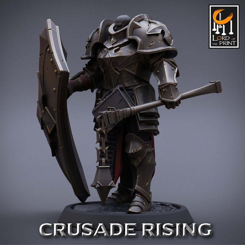 Paladin Knight Flail Templar Unpainted Miniature | 28mm, 32mm,54mm,75mm, 100mm Scales | Dungeons and Dragons |Pathfinder | Lord of The Print - Only-Games