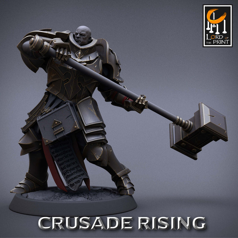 Paladin Knight Hammer Templar Unpainted Miniature | 28mm, 32mm,54mm,75mm, 100mm Scales | Dungeons and Dragons |Pathfinder |Lord of The Print - Only-Games