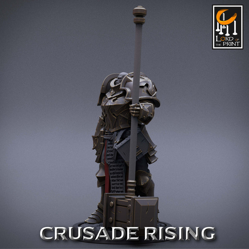 Paladin Knight Hammer Templar Unpainted Miniature | 28mm, 32mm,54mm,75mm, 100mm Scales | Dungeons and Dragons |Pathfinder |Lord of The Print - Only-Games