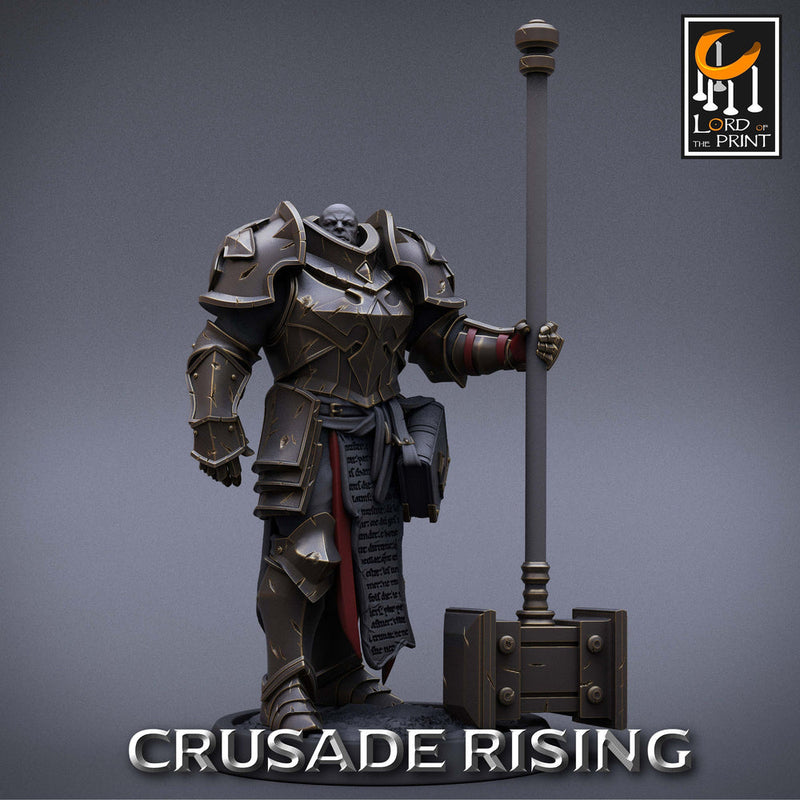 Paladin Knight Hammer Templar Unpainted Miniature | 28mm, 32mm,54mm,75mm, 100mm Scales | Dungeons and Dragons |Pathfinder |Lord of The Print - Only-Games