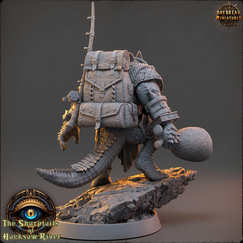 Crocodilian Adventurer, Lizardfolk Lizardman mini | 28mm, 32mm, 75mm,100mm Scale Resin Miniature |Dungeons and Dragons 5e| Pathfinder - Only-Games