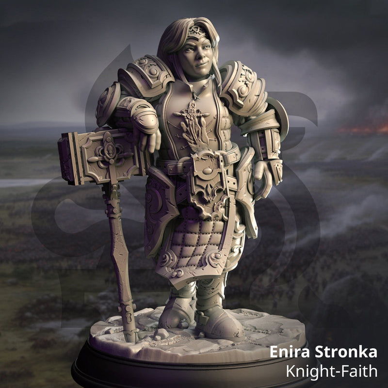 Female Dwarf  Paladin Cleric Fighter w/ Plate Mail & Hammer Miniature | 28mm, 32mm,54mm,75mm, 100mm Scales | DnD 5e Pathfinder | DM Stash - Only-Games