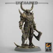 Fighter Dual Axes, Light Soldier, Oathbreaker Paladin, Unpainted Miniature| 28mm, 32mm,54mm,75mm,100mm Scales |Dungeons & Dragons Pathfinder - Only-Games