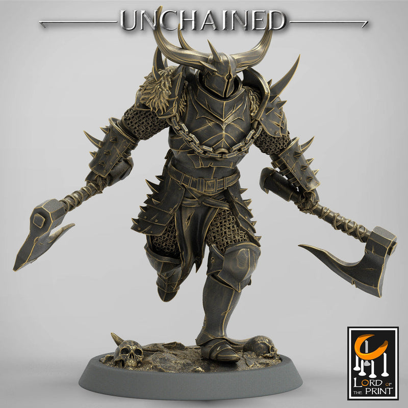 Fighter Dual Axes, Light Soldier, Oathbreaker Paladin, Unpainted Miniature| 28mm, 32mm,54mm,75mm,100mm Scales |Dungeons & Dragons Pathfinder - Only-Games