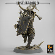 Fighter Axe and Shield, Oathbreaker Paladin, Unpainted Miniature | 28mm, 32mm,54mm 75mm,100mm Scales | Dungeons and Dragons | Pathfinder - Only-Games