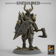 Fighter Axe and Shield, Oathbreaker Paladin, Unpainted Miniature | 28mm, 32mm,54mm 75mm,100mm Scales | Dungeons and Dragons | Pathfinder - Only-Games