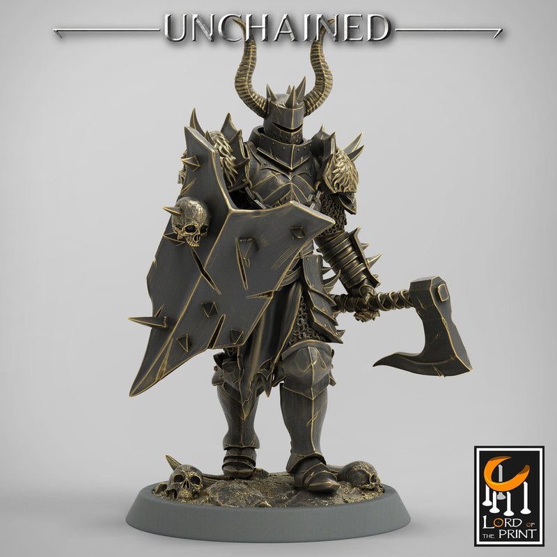 Fighter Axe and Shield, Oathbreaker Paladin, Unpainted Miniature | 28mm, 32mm,54mm 75mm,100mm Scales | Dungeons and Dragons | Pathfinder - Only-Games