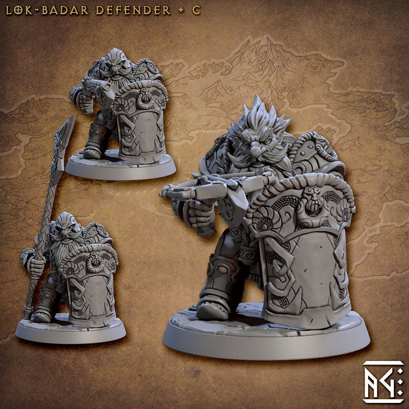 Male Fighter Dwarf Crossbow, Halberd, Pistol Tower Shield | 28mm, 32mm, 54mm, 75mm Scale Miniature | Dungeons and Dragons | Artisan Guild - Only-Games