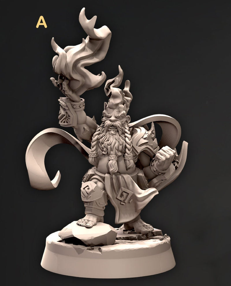 Dwarf Wizard, Sorcerer, Warlock Miniatures | Dungeons and Dragons | 28mm,32mm,54mm,75mm, 100mm Scale | Pathfinder - Only-Games
