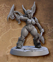 Sexy Pinup Dwarf Female Fighter | 28mm, 32mm, 54mm, 75mm Scale Resin Miniature | Dungeons and Dragons D&D 5e | Pathfinder | Artisan Guild - Only-Games